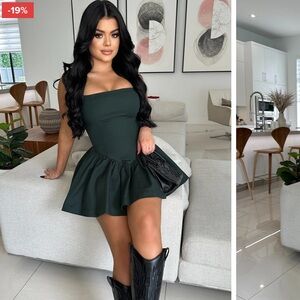 Elegant Backless Dark Green Dress